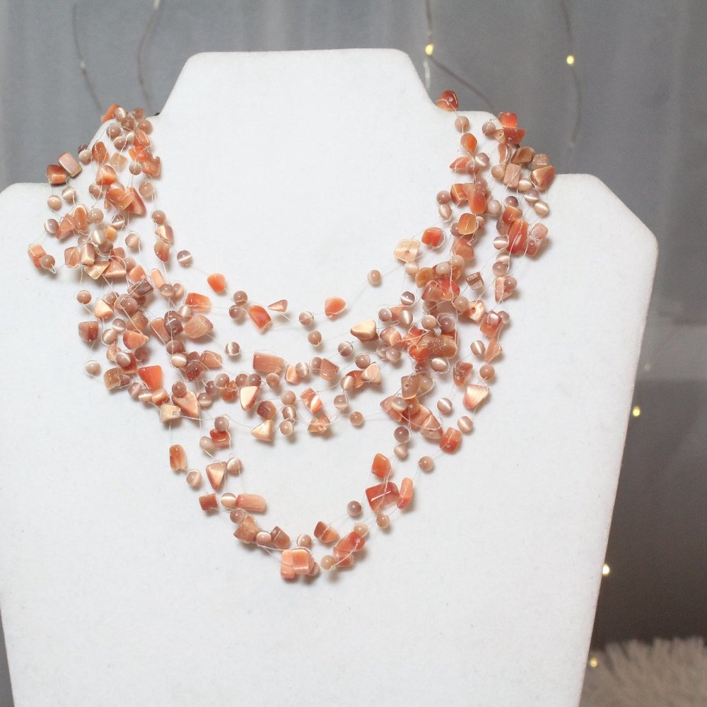 Multi Layer Beaded Illusion Wire Collar Statement… - image 1